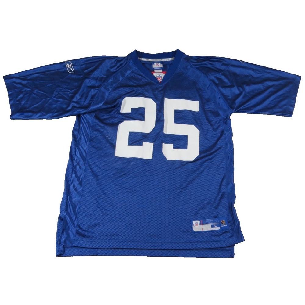 VTG Reebok New York Giants Jersey 25 Shockey NFL Football Blue Nylon Mesh Men L
